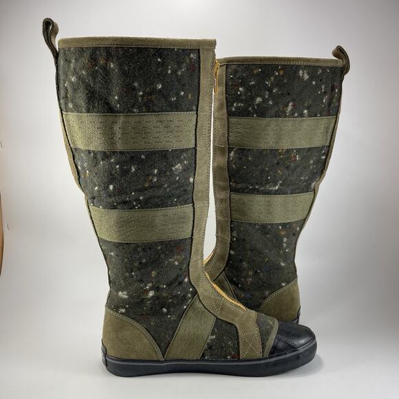 Sorel Sentry Tall Boots Womens Size 8.5 Convertible Green Wool Felt Front Zipper - Picture 4 of 12